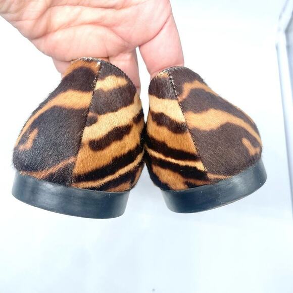 Prada Black Brown Leopard print calf hair Pointed toe ballet flats EU 37.5 - Picture 9 of 10